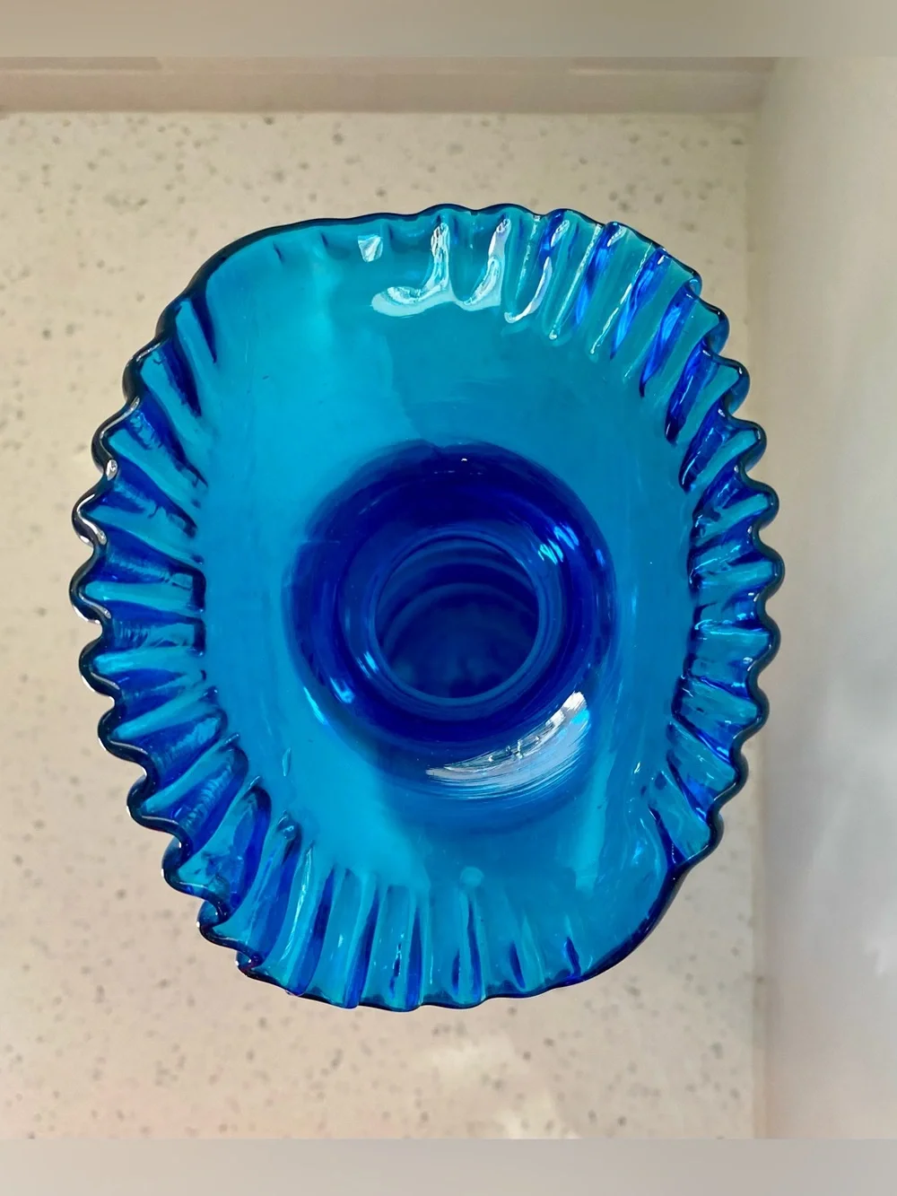 Empoli 5 Ball Hand-Blown Optic Vase with Ruffle Rim